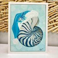 Nautilus Seashell w/Santa Hat Original Painting
