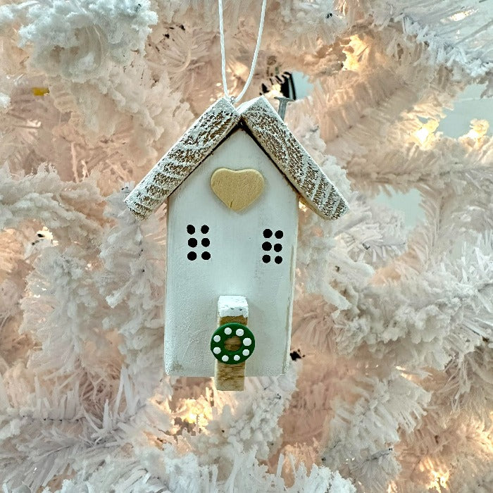 Handmade Wooden Beach House Christmas Ornaments