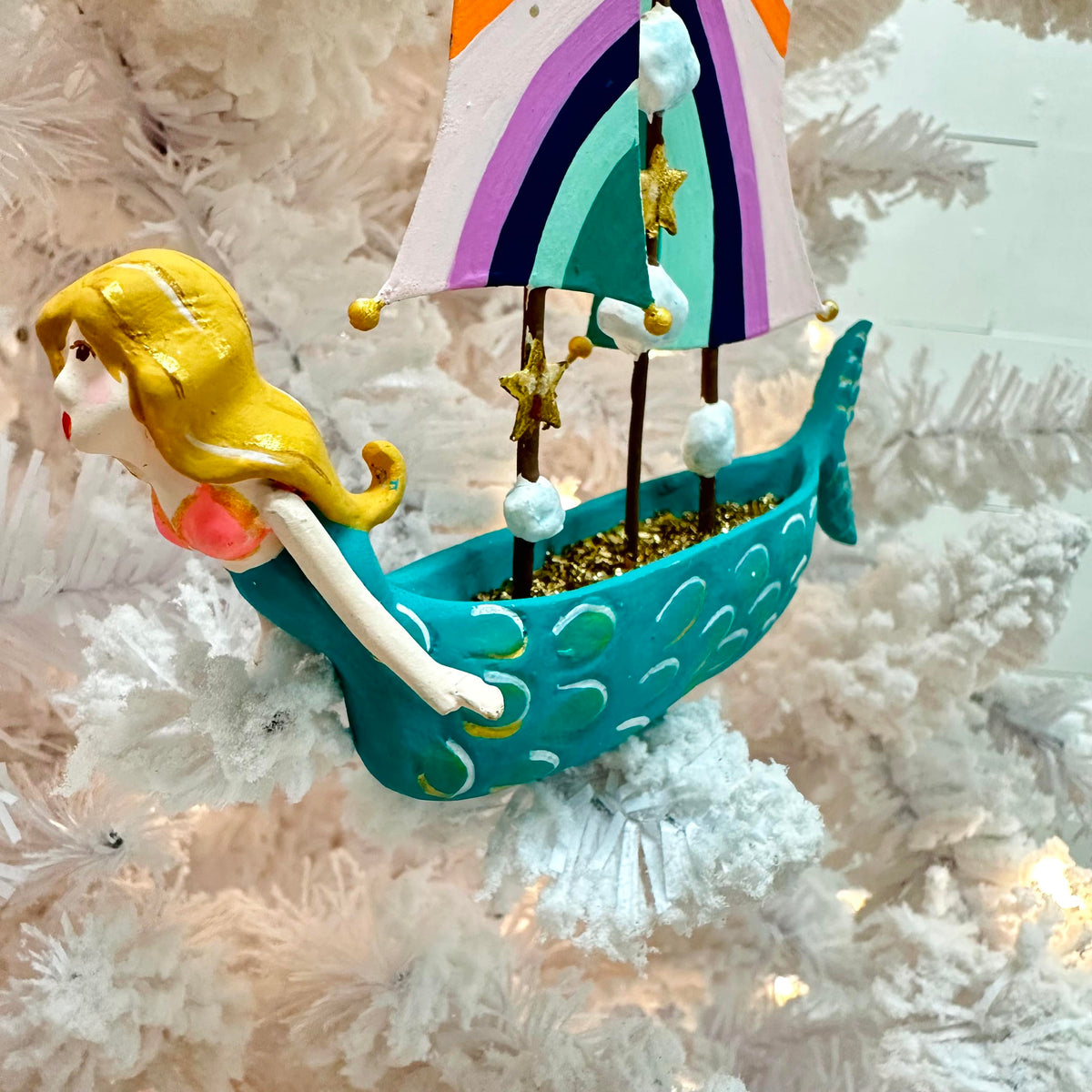 Mermaid Ship Ornament Sunshine & Sweet Peas Coastal Decor