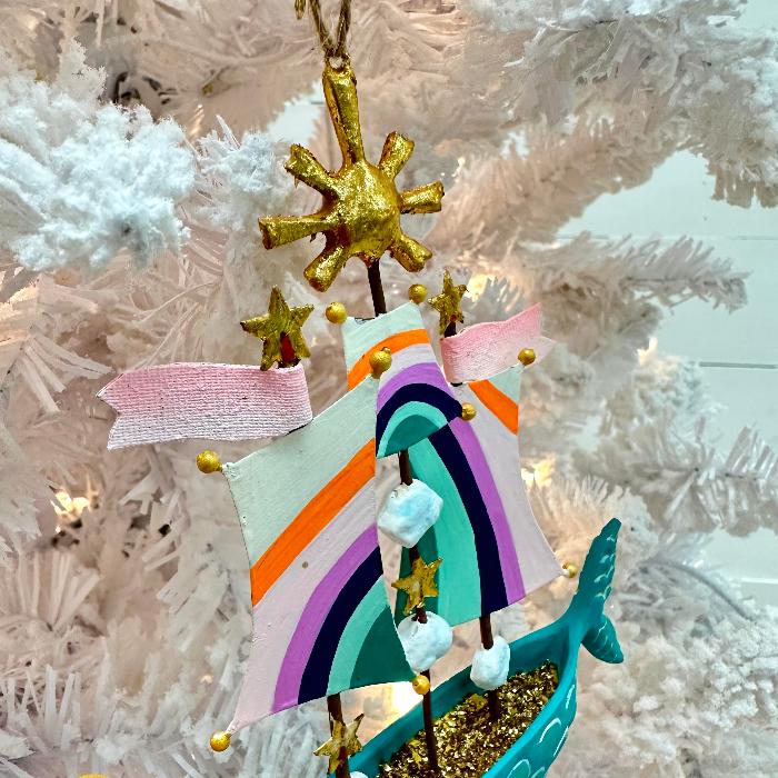 Mermaid Ship Ornament Sunshine & Sweet Peas Coastal Decor