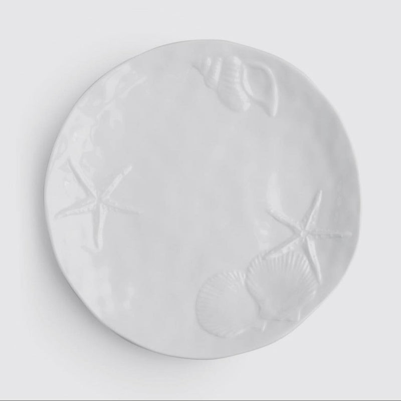 White Starfish & Seashell Melamine Plate