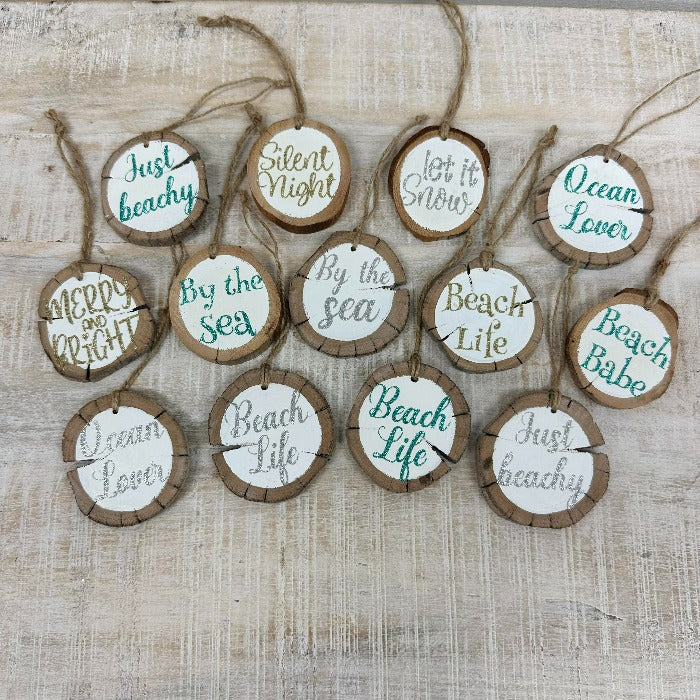 Assorted Wooden Coastal Inspired Christmas Ornaments