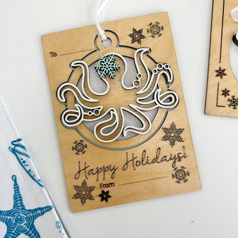 Assorted Wooden Sea Life Holiday Card Christmas Ornaments