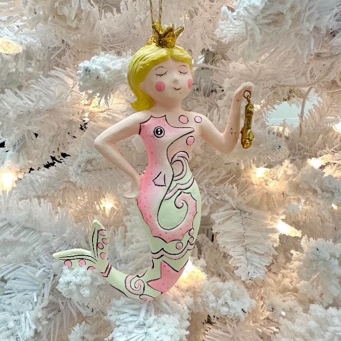 Mermaid Queen Holding Anchor Ornament Sunshine & Sweet Peas Coastal Decor