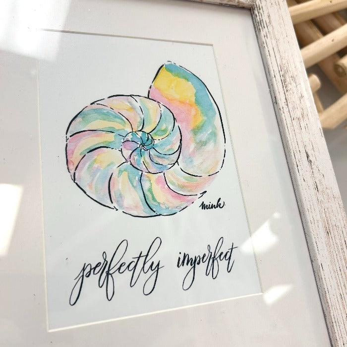 "Perfectly Imperfectly" Nautilus Shell Watercolor Print - Sunshine & Sweet Pea's Coastal Decor