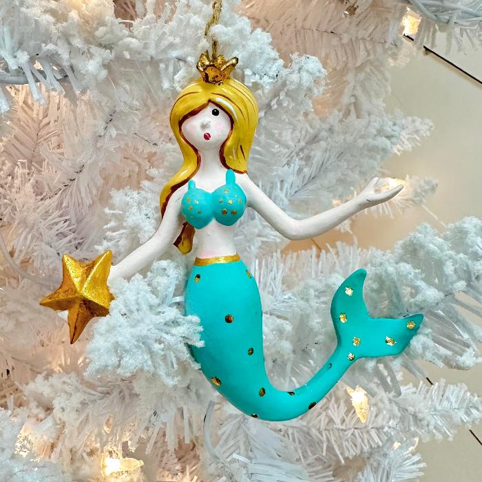 Assorted Mermaids Holding Starfish Ornaments Sunshine & Sweet Peas Coastal Decor