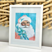 Santa in Coral Suit w/Seashell Garland Assorted Prints