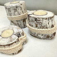 Winter Inspired Driftwood Tealight Holder Set of Three