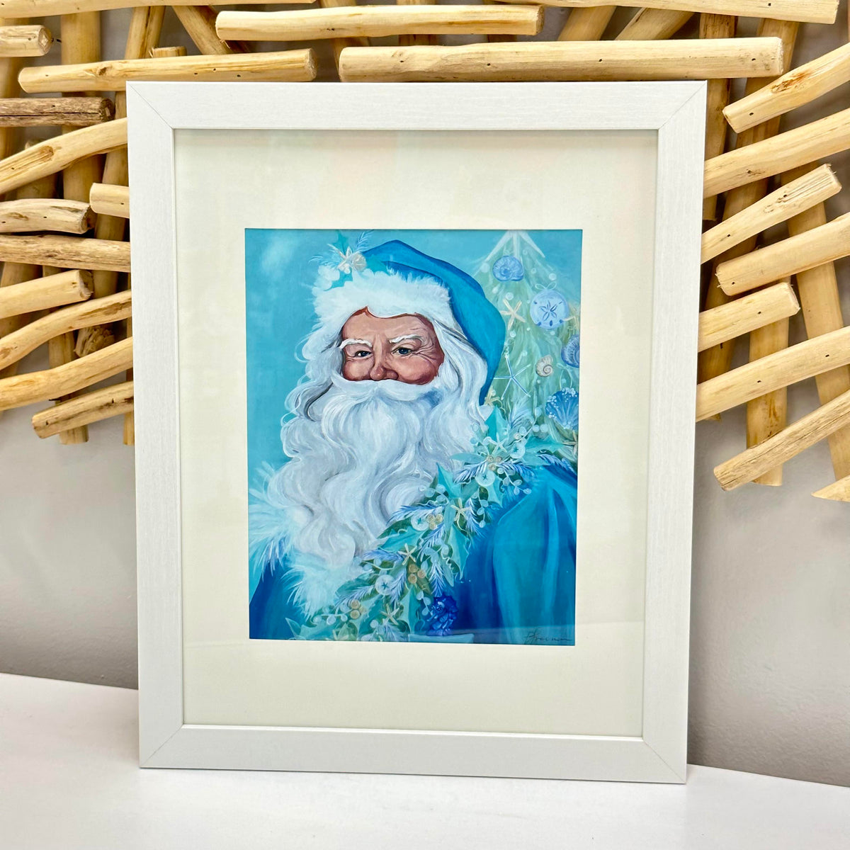 Coastal Santa in Teal Suit w/Garland Assorted Prints