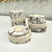 Winter Inspired Driftwood Tealight Holder Set of Three