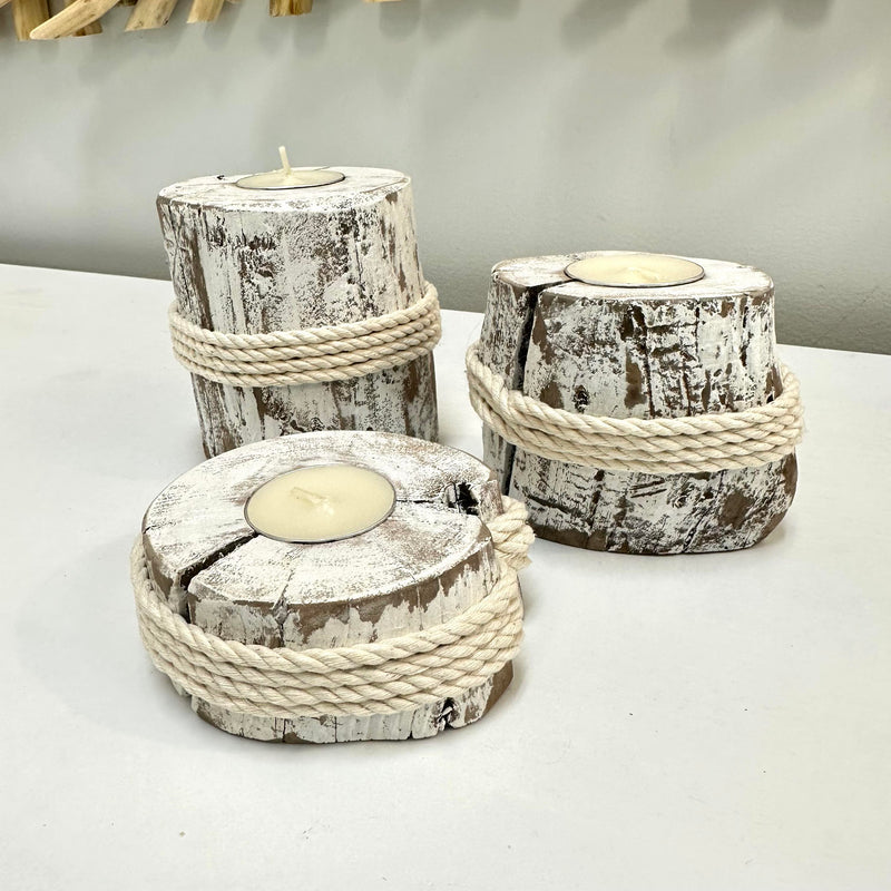 Winter Inspired Driftwood Tealight Holder Set of Three