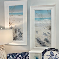Sea Turtle Hatchlings on the Shore Framed Prints