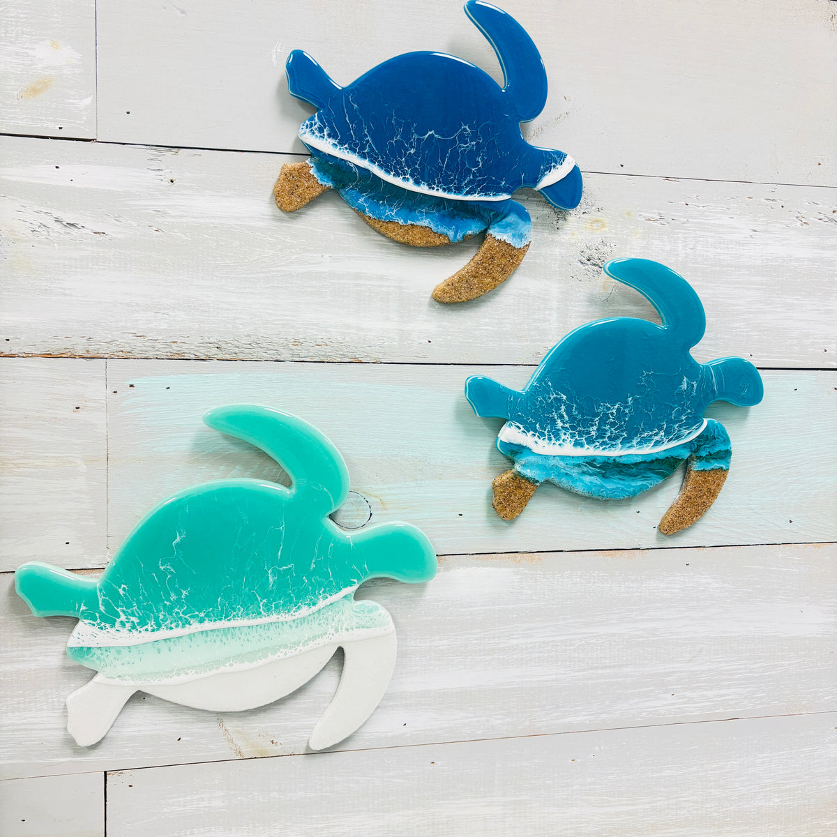 Beach Inspired Teal Resin Sea Turtle