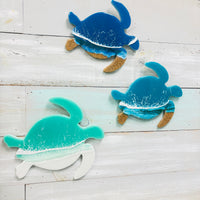 Beach Inspired Teal Resin Sea Turtle