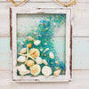 Coastal Glass Art w/ Shells, Glass, Resin, Sand- 8"x10"