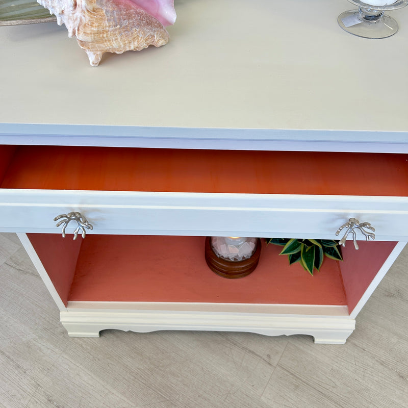 Repurposed/Refinished Cabinet in Fusion Milk Paint w/ Coral Drawer Pulls