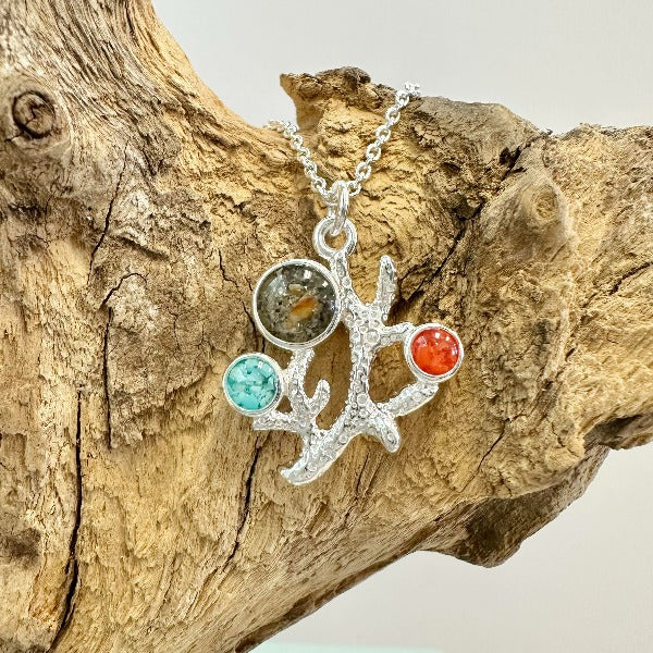 Coral Inspired Dune Jewelry Necklace Captiva Island, Turquoise, & Red Coral - Sunshine & Sweet Pea's Coastal Decor