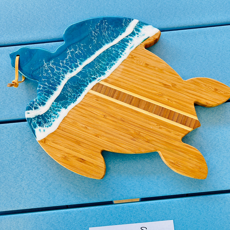 Assorted Sea Turtle Bamboo Charcuterie Boards w/Resin