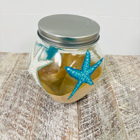 Hand Painted Glass Coastal Spice Jar/Sugar Jar