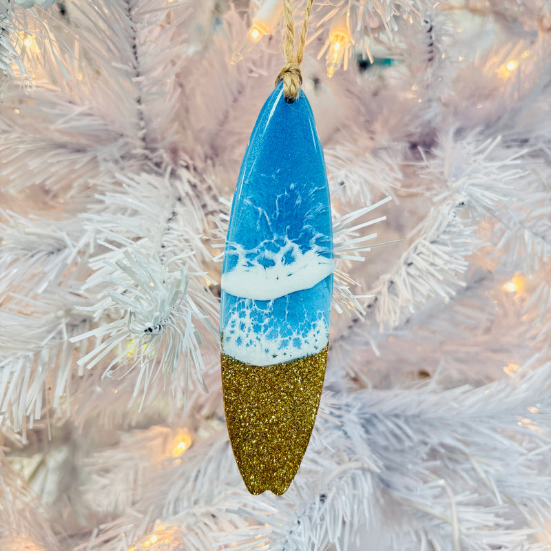 Assorted Surfboard Resin Christmas Ornaments