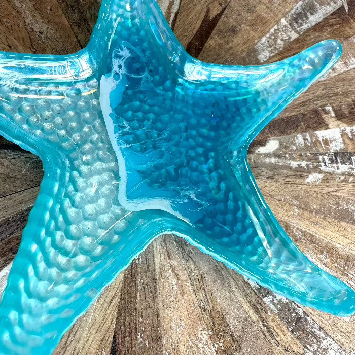 Assorted Glass Starfish Dishes w/ Resin Pour Sunshine & Sweet Peas Coastal Decor