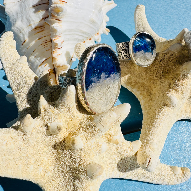 Assorted Artist Made Beach Resin Rings
