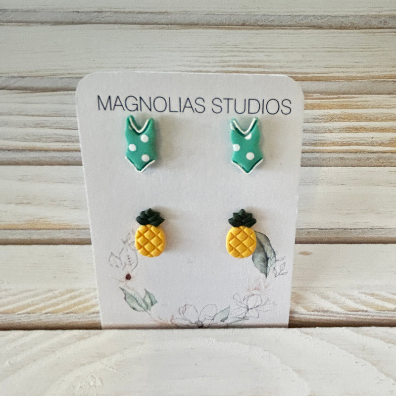 Bathing Suit Stud Polymer Clay Earrings