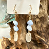 Sea Glass/ Sea Glass and Quartz Dangle Earrings