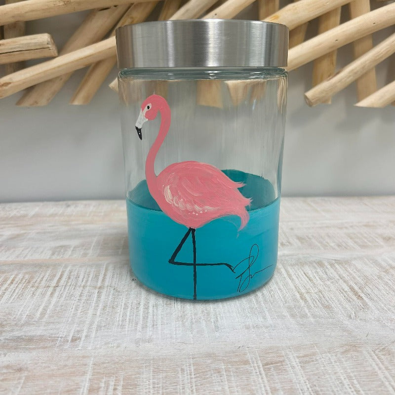 Hand Painted Seashell Glass Canister - Sunshine & Sweet Pea's Coastal Decor