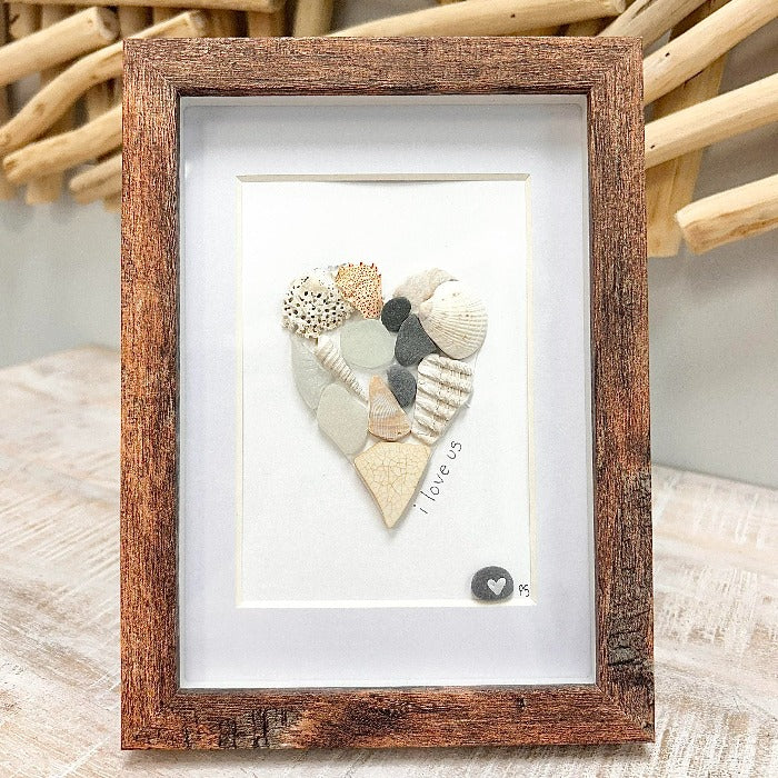 Assorted Heart Seashell, Sea Glass, & Pebble Art - Sunshine & Sweet Pea's Coastal Decor