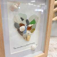 Assorted Heart Seashell, Sea Glass, & Pebble Art - Sunshine & Sweet Pea's Coastal Decor