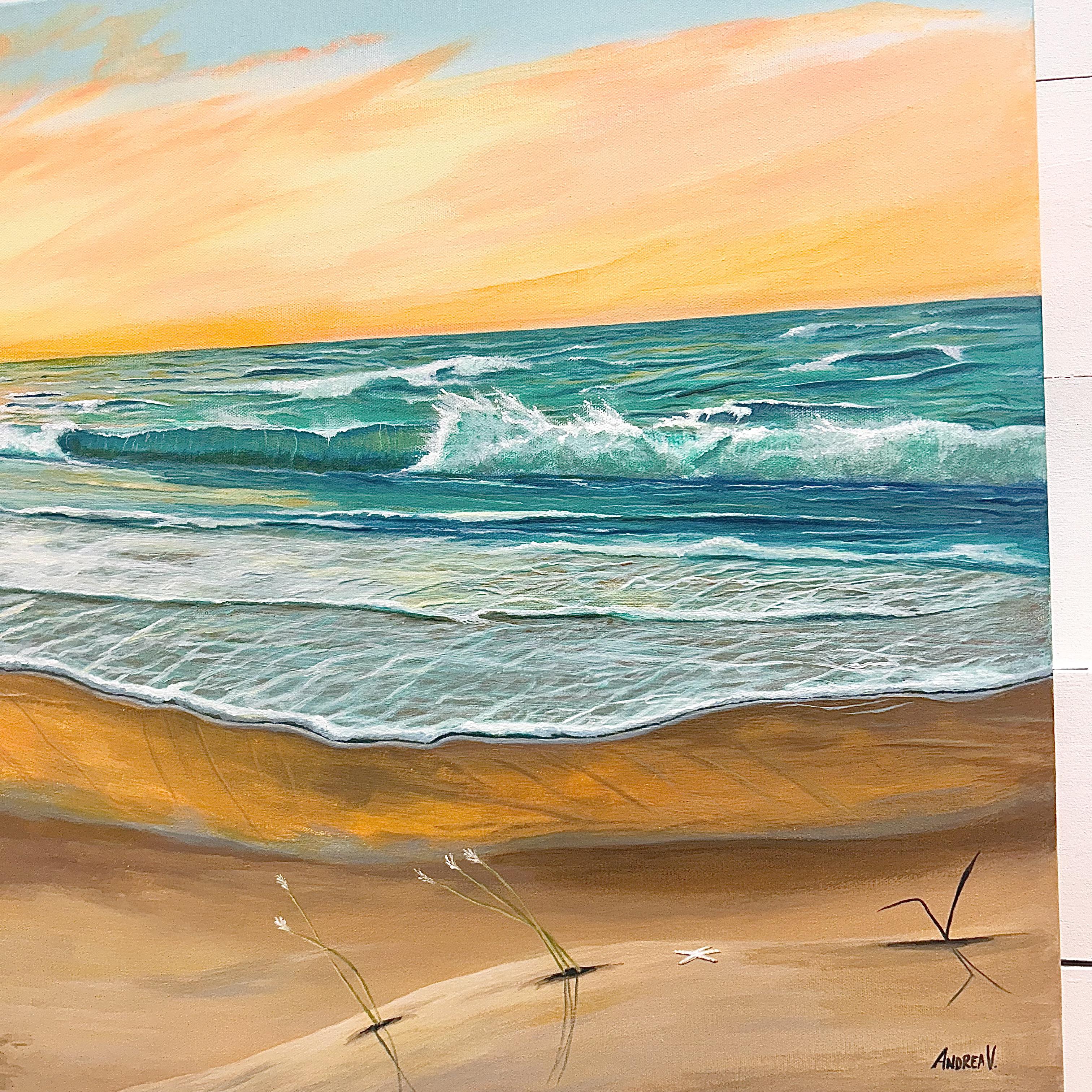 絵画 Sunset Beach Sunset Inspired Beach Painting – Sunshine & Sweet Pea's Coastal Décor