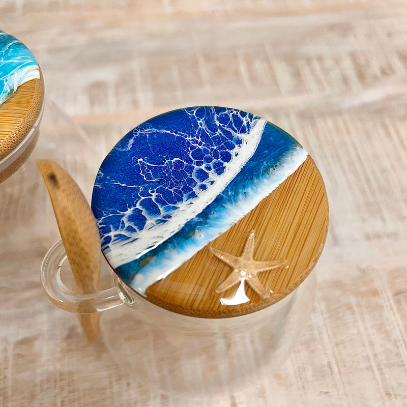 Beach Inspired Glass Jars w/Resin Poured Lids