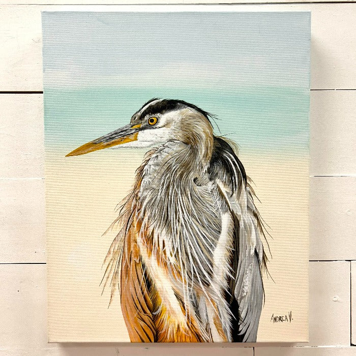 Heron Original Painting - Sunshine & Sweet Pea's Coastal Decor