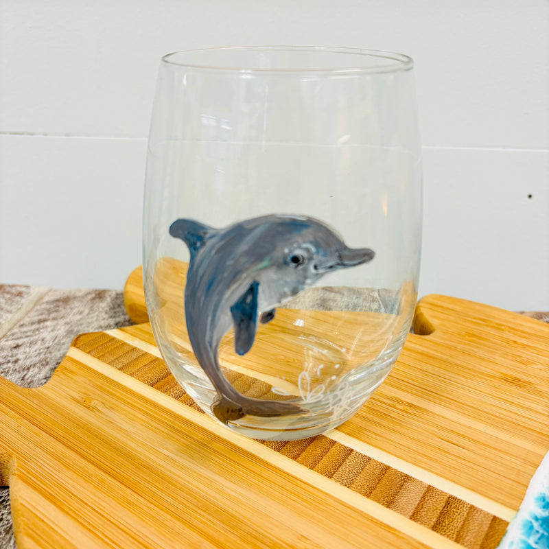 Assorted Ocean Inspired Hand Painted Stemless Wine Glasses