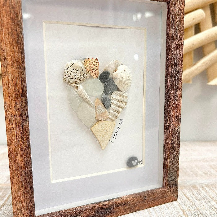 Assorted Heart Seashell, Sea Glass, & Pebble Art - Sunshine & Sweet Pea's Coastal Decor