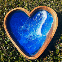 Wooden Heart Bowls w/Beach Inspired Resin