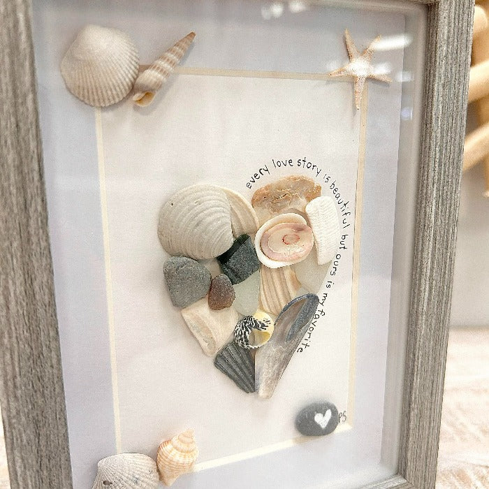 Assorted Heart Seashell, Sea Glass, & Pebble Art - Sunshine & Sweet Pea's Coastal Decor