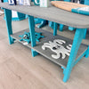 Coastal Gray on Aruba Blue Poly Outdoor Furniture Coffee Table - Sunshine & Sweet Pea's Coastal Decor