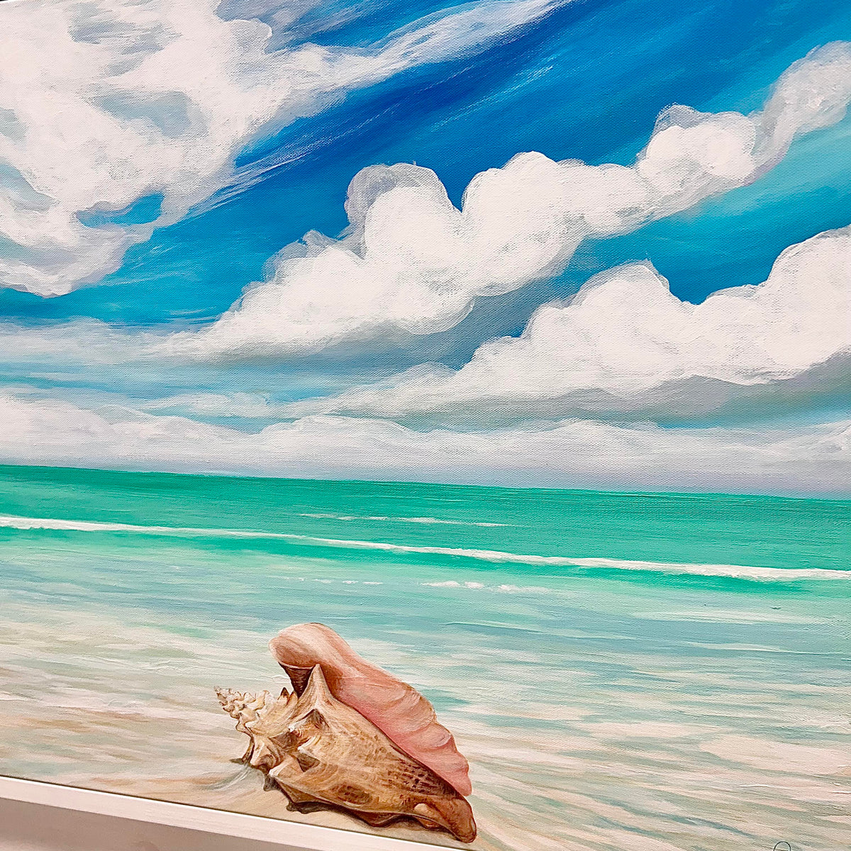 Original Seascape w/Conch Shell Painting