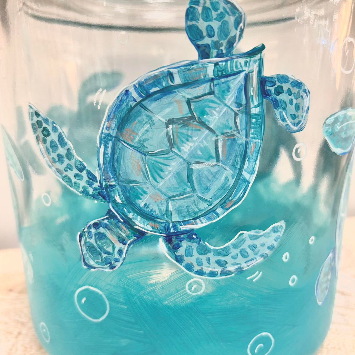 Sea Turtle Glass Cookie Jar