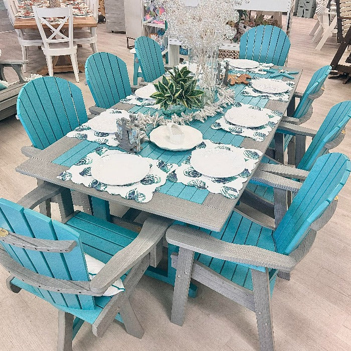 Aruba Blue on Driftwood Gray Poly Outdoor Furniture Great Bay Table & Chairs Set - Sunshine & Sweet Pea's Coastal Decor