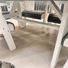 Dark Gray on White Poly Outdoor Furniture High Adirondack Back Chairs & Table Set - Sunshine & Sweet Pea's Coastal Decor