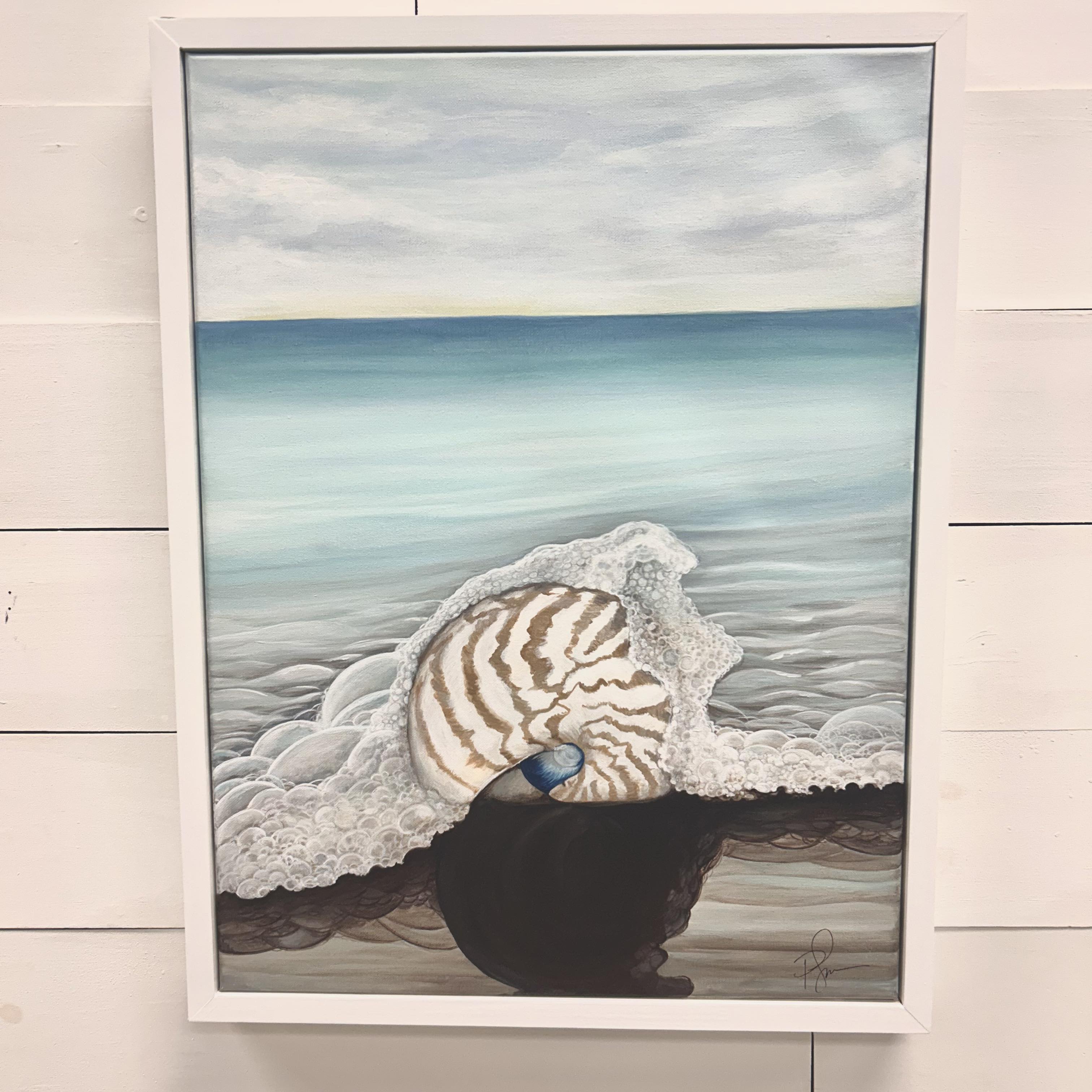 Nautilus in 2024 the clouds, Original Acrylic painting, canvas board