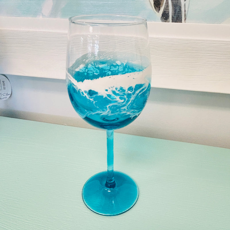 Beach Inspired Resin Wine Glass