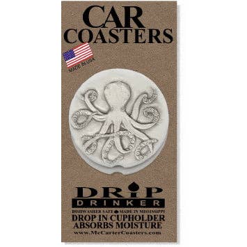 Absorbent Clay Car Coaster Set Sunshine & Sweet Peas Coastal Decor