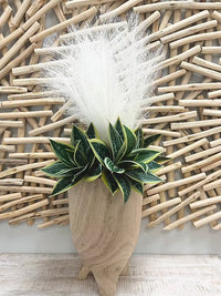 Carved Wood Vase Sunshine & Sweet Peas Coastal Decor