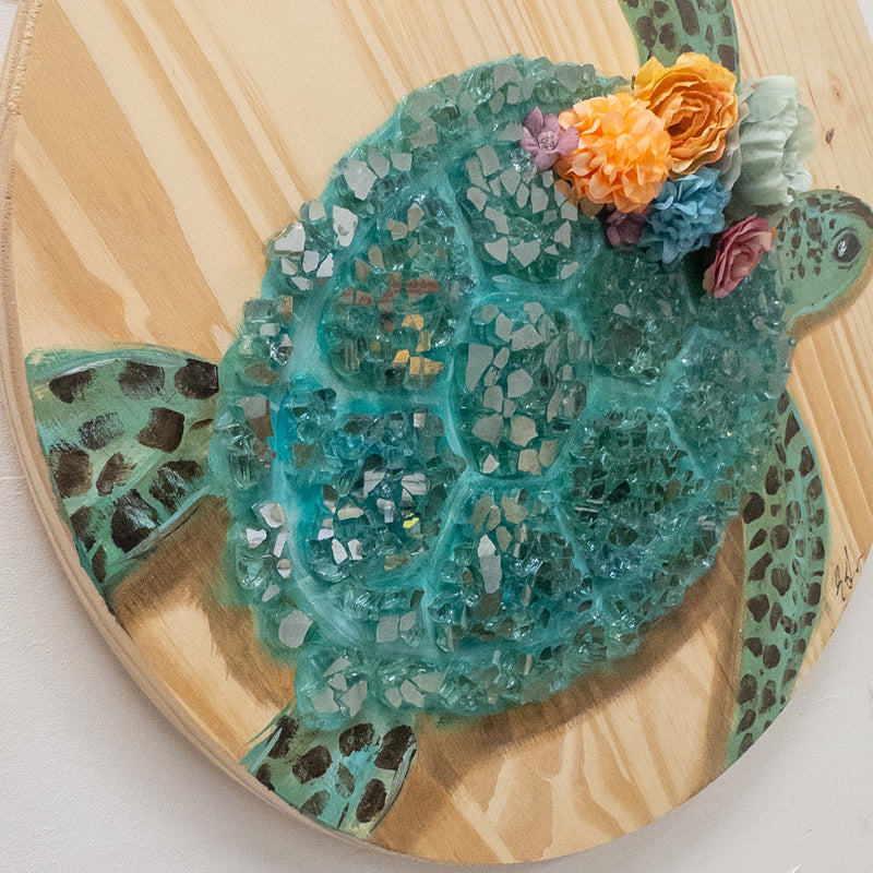 Sea Turtle Painting w/Glass Embellishments