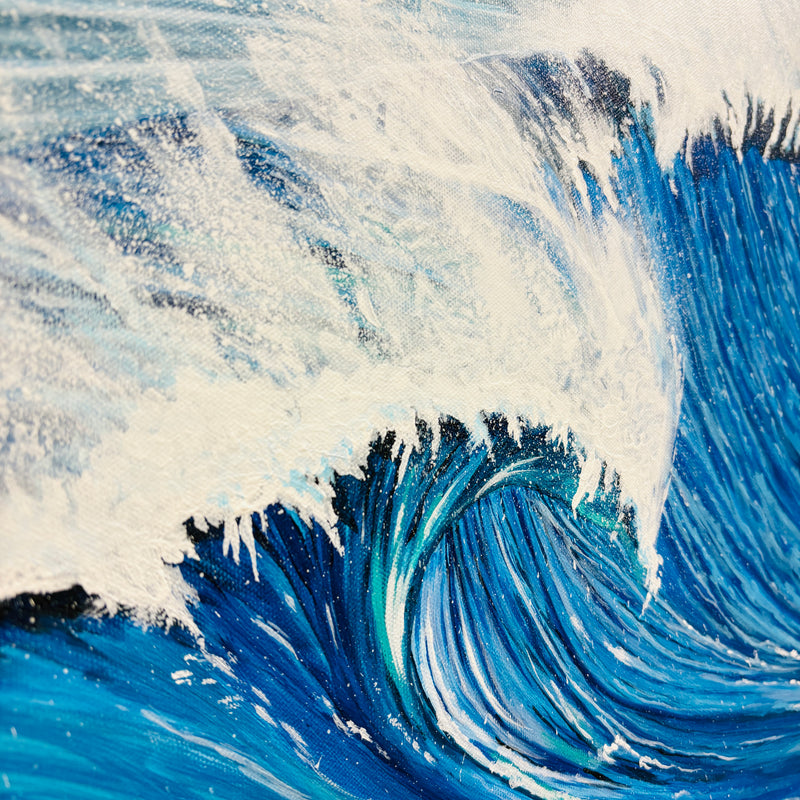 Crashing Wave at Sea in Deep Blues Original Artist Painting
