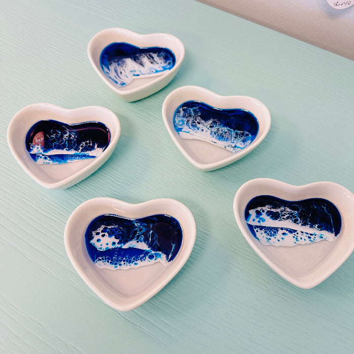 Assorted Resin Poured Heart Ring Dishes